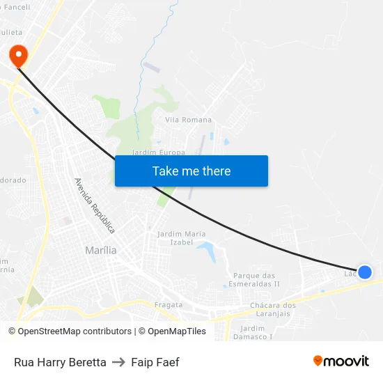 Rua Harry Beretta to Faip Faef map