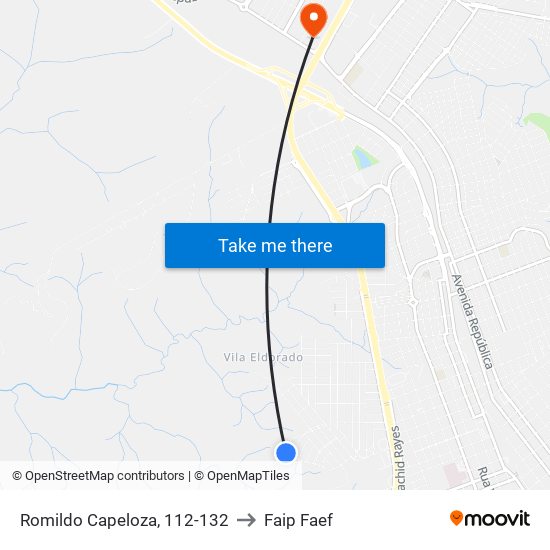 Romildo Capeloza, 112-132 to Faip Faef map