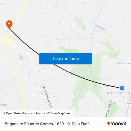 Brigadeiro Eduardo Gomes, 1829 to Faip Faef map