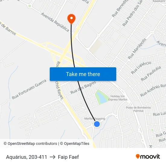 Aquárius, 203-411 to Faip Faef map