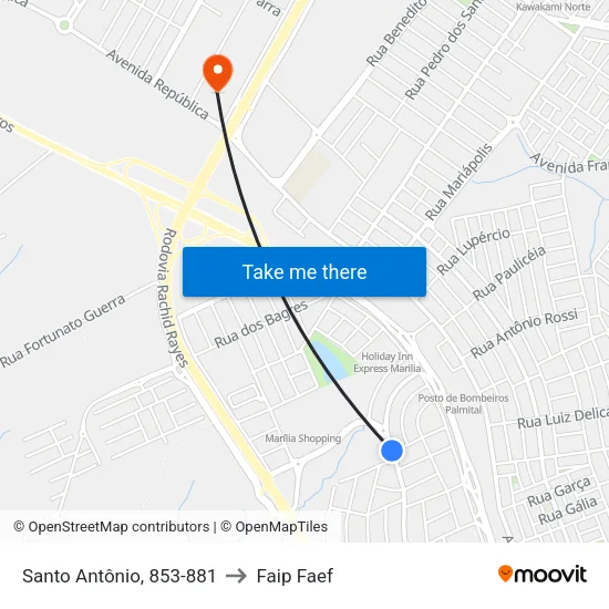 Santo Antônio, 853-881 to Faip Faef map