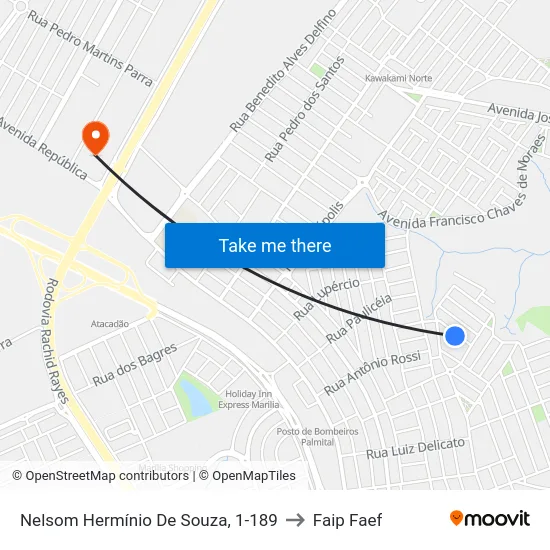 Nelsom Hermínio De Souza, 1-189 to Faip Faef map