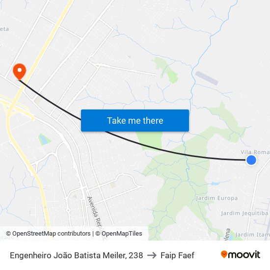 Engenheiro João Batista Meiler, 238 to Faip Faef map