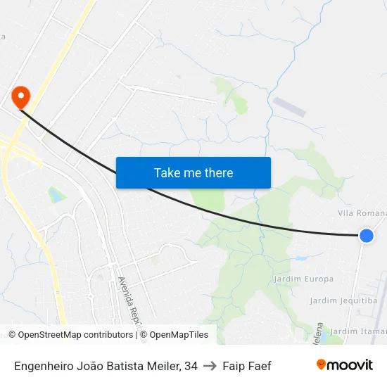 Engenheiro João Batista Meiler, 34 to Faip Faef map