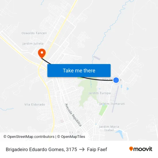 Brigadeiro Eduardo Gomes, 3175 to Faip Faef map