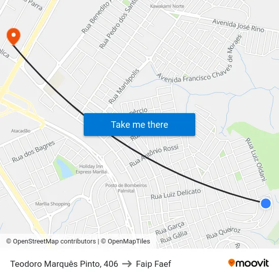 Teodoro Marquês Pinto, 406 to Faip Faef map
