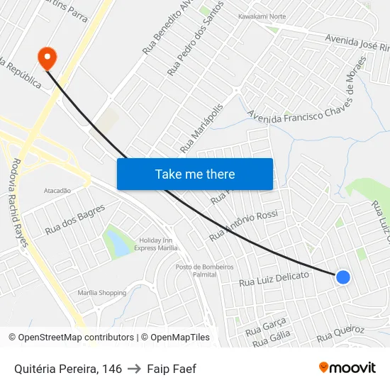 Quitéria Pereira, 146 to Faip Faef map