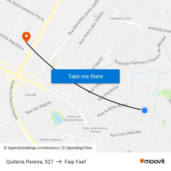 Quitéria Pereira, 527 to Faip Faef map