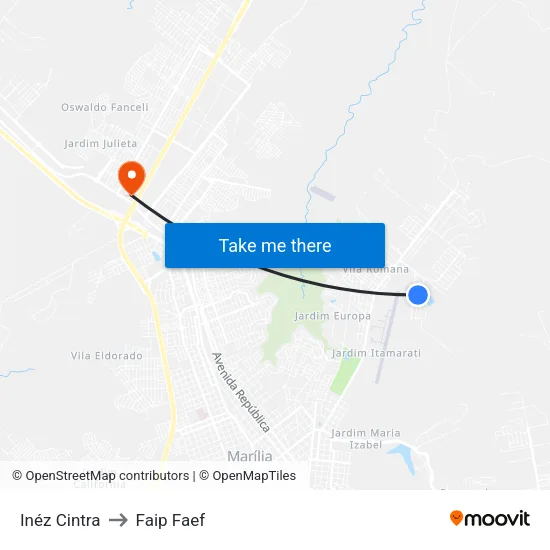 Inéz Cintra to Faip Faef map