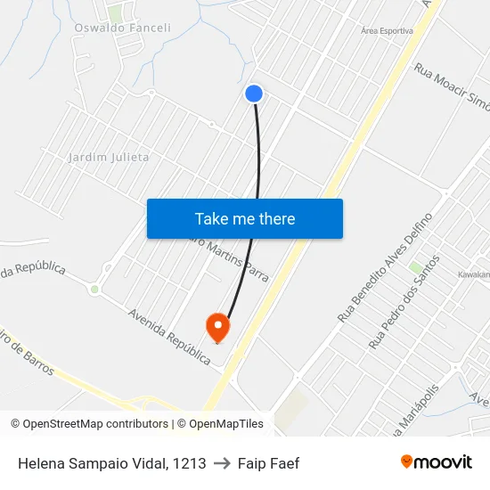 Helena Sampaio Vidal, 1213 to Faip Faef map