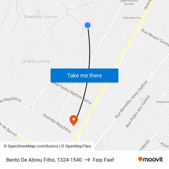 Bento De Abreu Filho, 1324-1540 to Faip Faef map