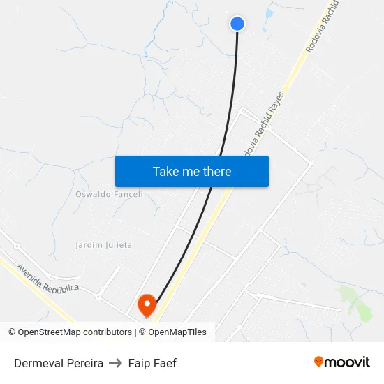 Dermeval Pereira to Faip Faef map