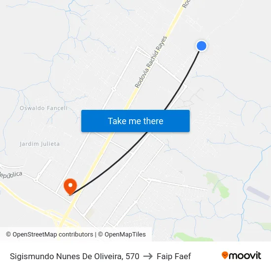 Sigismundo Nunes De Oliveira, 570 to Faip Faef map