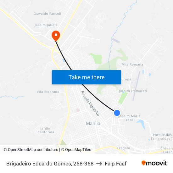 Brigadeiro Eduardo Gomes, 258-368 to Faip Faef map