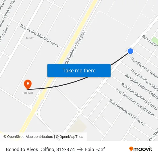 Benedito Alves Delfino, 812-874 to Faip Faef map