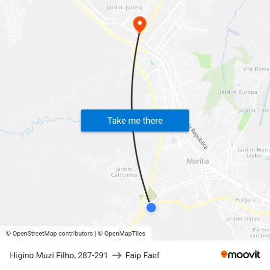 Higino Muzi Filho, 287-291 to Faip Faef map