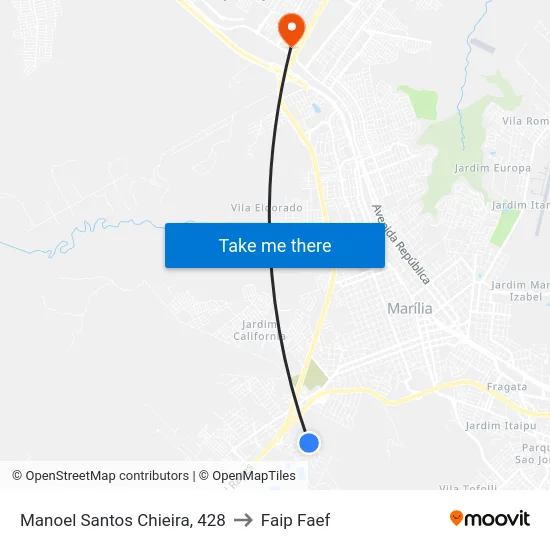 Manoel Santos Chieira, 428 to Faip Faef map