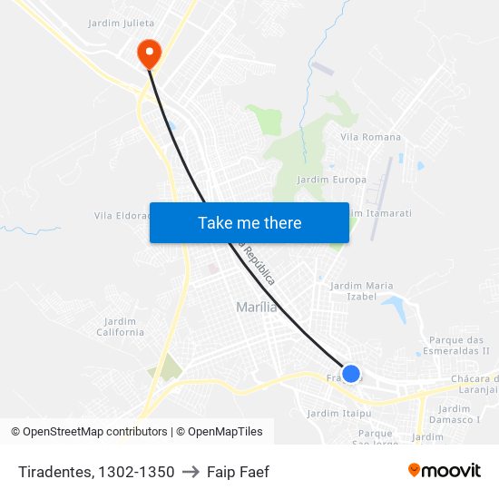 Tiradentes, 1302-1350 to Faip Faef map