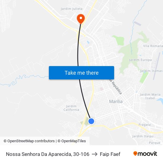 Nossa Senhora Da Aparecida, 30-106 to Faip Faef map