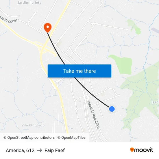 América, 612 to Faip Faef map