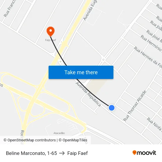 Beline Marconato, 1-65 to Faip Faef map