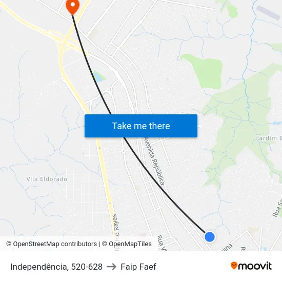 Independência, 520-628 to Faip Faef map