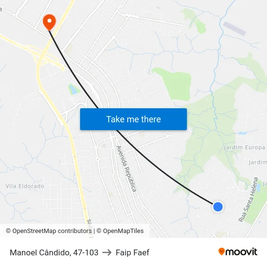 Manoel Cândido, 47-103 to Faip Faef map