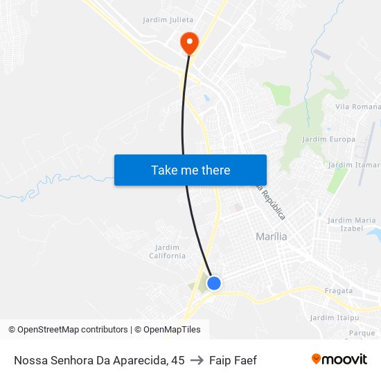 Nossa Senhora Da Aparecida, 45 to Faip Faef map