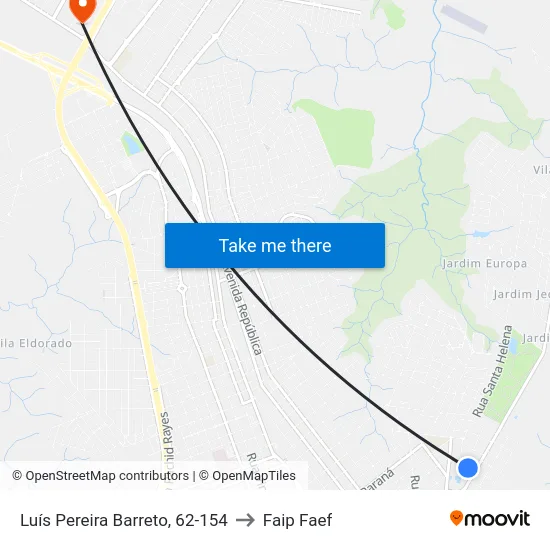 Luís Pereira Barreto, 62-154 to Faip Faef map
