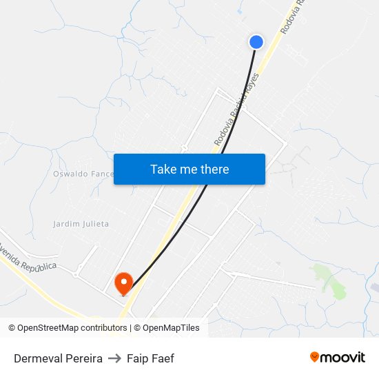 Dermeval Pereira to Faip Faef map