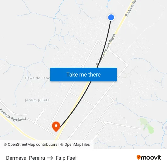 Dermeval Pereira to Faip Faef map