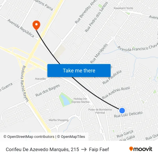 Corifeu De Azevedo Marquês, 215 to Faip Faef map