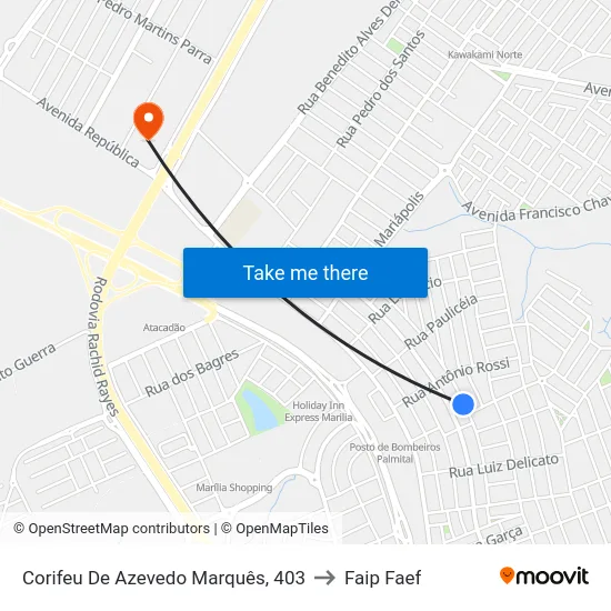 Corifeu De Azevedo Marquês, 403 to Faip Faef map