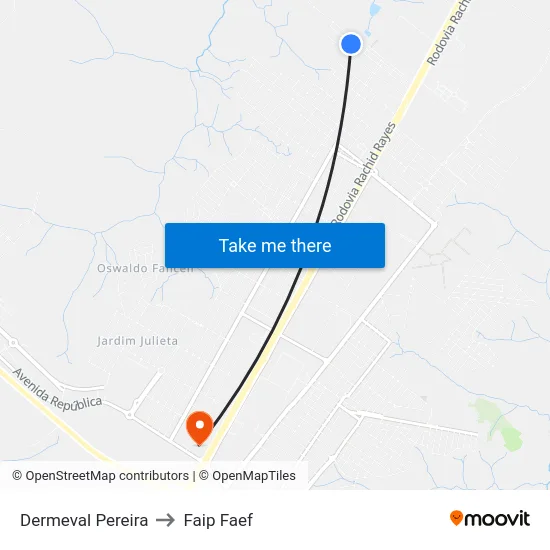 Dermeval Pereira to Faip Faef map