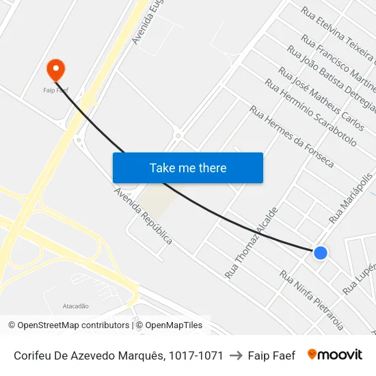 Corifeu De Azevedo Marquês, 1017-1071 to Faip Faef map