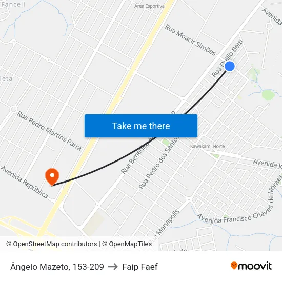 Ângelo Mazeto, 153-209 to Faip Faef map