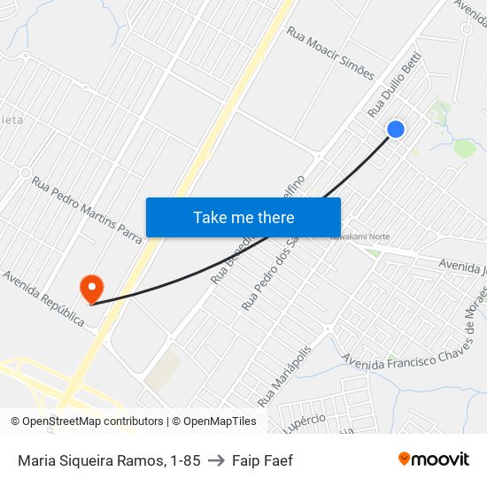 Maria Siqueira Ramos, 1-85 to Faip Faef map