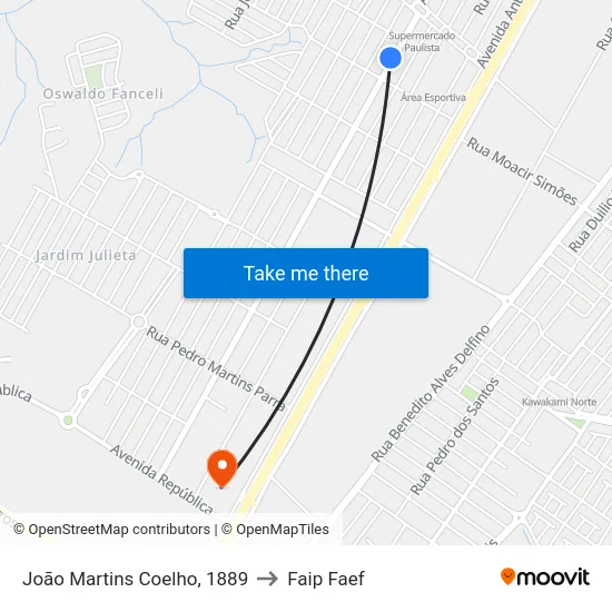 João Martins Coelho, 1889 to Faip Faef map