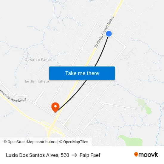 Luzia Dos Santos Alves, 520 to Faip Faef map