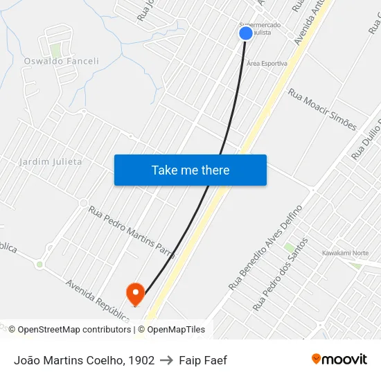 João Martins Coelho, 1902 to Faip Faef map