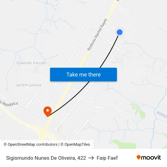 Sigismundo Nunes De Oliveira, 422 to Faip Faef map