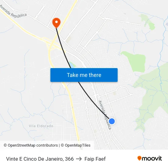 Vinte E Cinco De Janeiro, 366 to Faip Faef map