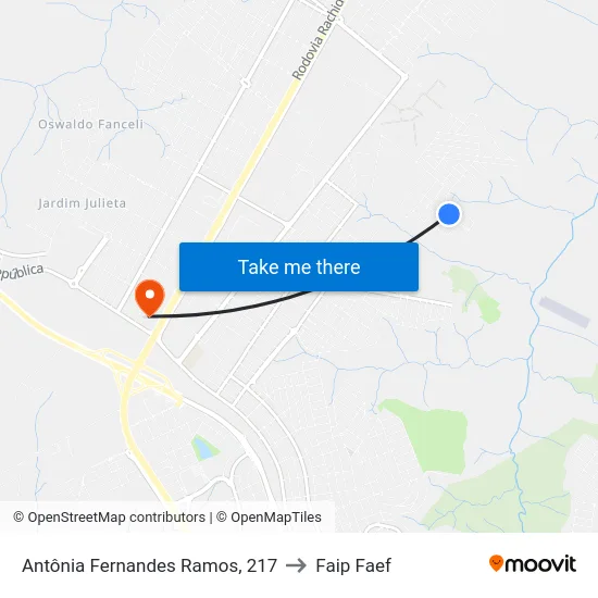 Antônia Fernandes Ramos, 217 to Faip Faef map