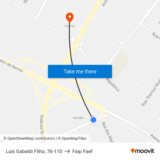 Luís Gabaldi Filho, 76-110 to Faip Faef map