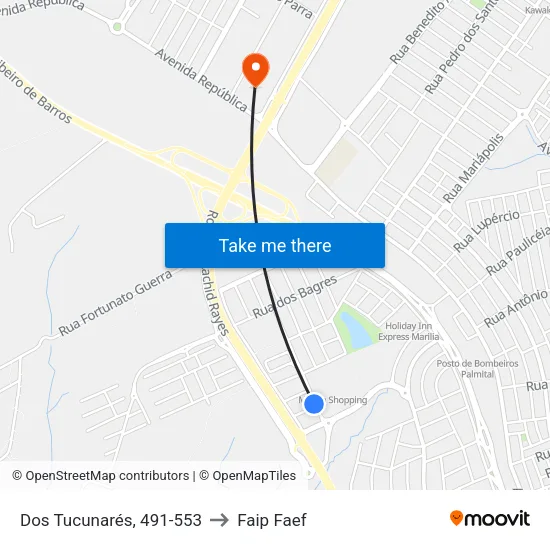 Dos Tucunarés, 491-553 to Faip Faef map