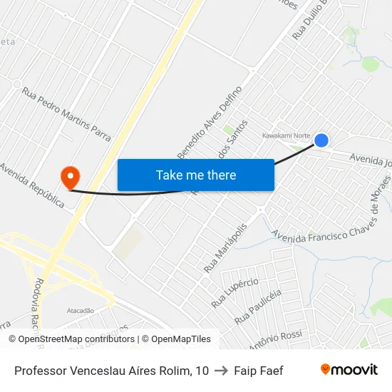 Professor Venceslau Aíres Rolim, 10 to Faip Faef map