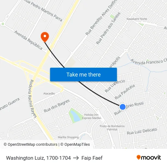 Washington Luiz, 1700-1704 to Faip Faef map