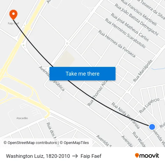 Washington Luiz, 1820-2010 to Faip Faef map