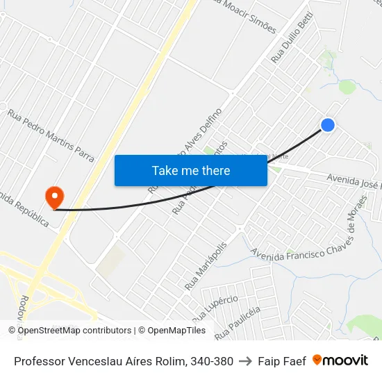 Professor Venceslau Aíres Rolim, 340-380 to Faip Faef map