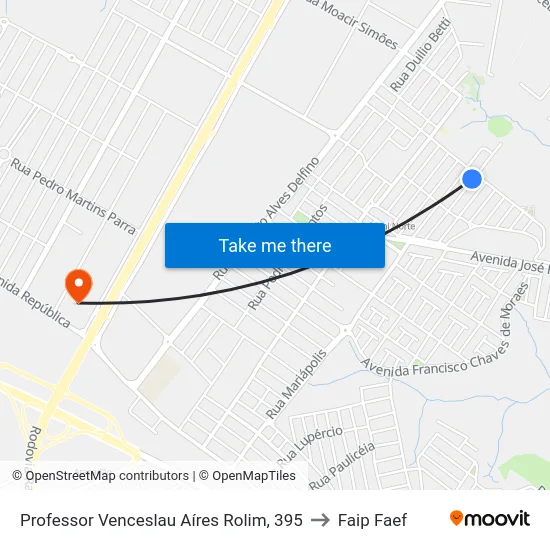 Professor Venceslau Aíres Rolim, 395 to Faip Faef map